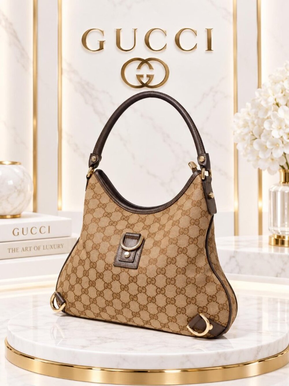 Authentic Gucci GG Canvas Hobo Bag Monogram Shoulder Bag